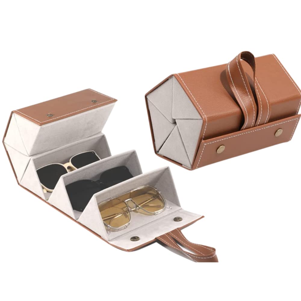 Foldable Eyeglass Holds 5 Pairs of Easy to Carry [ideamall] Case, Sunglasses, (Brown & Gray)