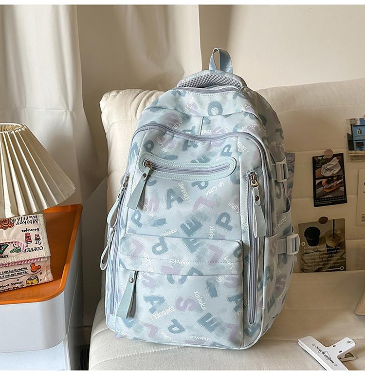 Schoolbag Letter-printed Large-capacity Backpack for Girls, Fifth and Sixth Graders, Junior High, High School, and College Students
