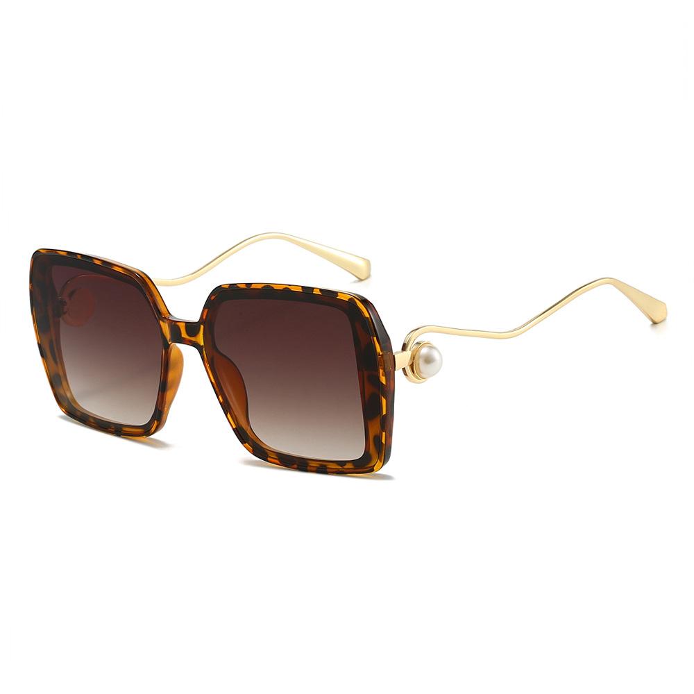 Fashion Oversized Sunglasses Women Sun Glasses Metal Female Vintage Square Eyewear Metal Black Ladies Brand Designer