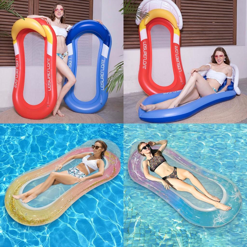 Outdoor Pool Schwimmende Rückenlehne Liege Dickes Netz Blätter Erwachsenenbett Aufblasbar