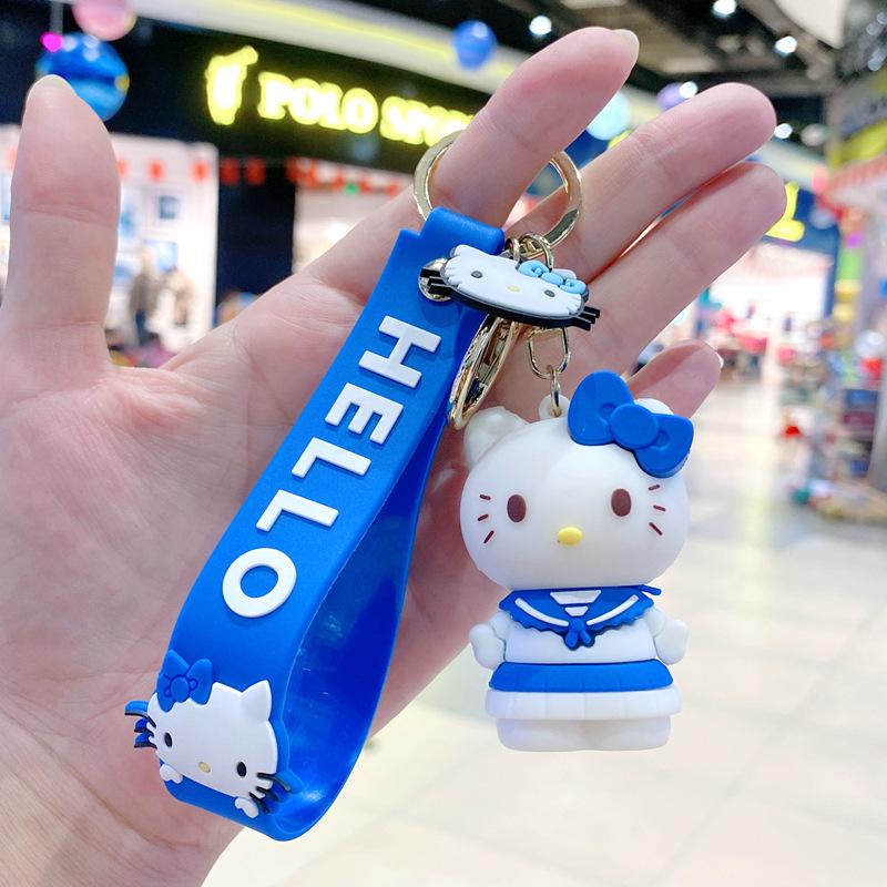 Creative Cartoon Teacup Kt Cat Keychain Hello Kitty Cute Pendant Schoolbag Pendant Girl Student Pendant