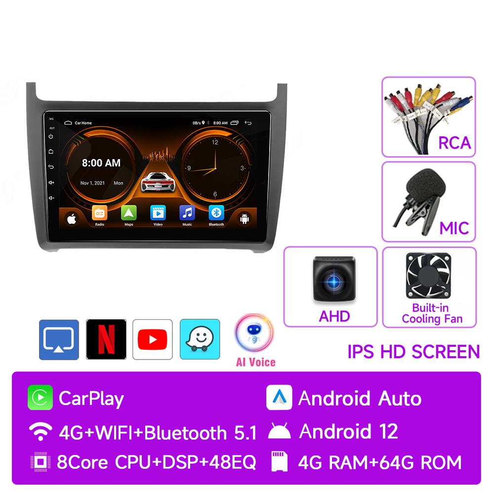 JIUYIN 2 din Android 12 Auto Radio For VW Volkswagen POLO 5 sedan 2008- 2020 Carplay Car Multimedia GPS autoradio