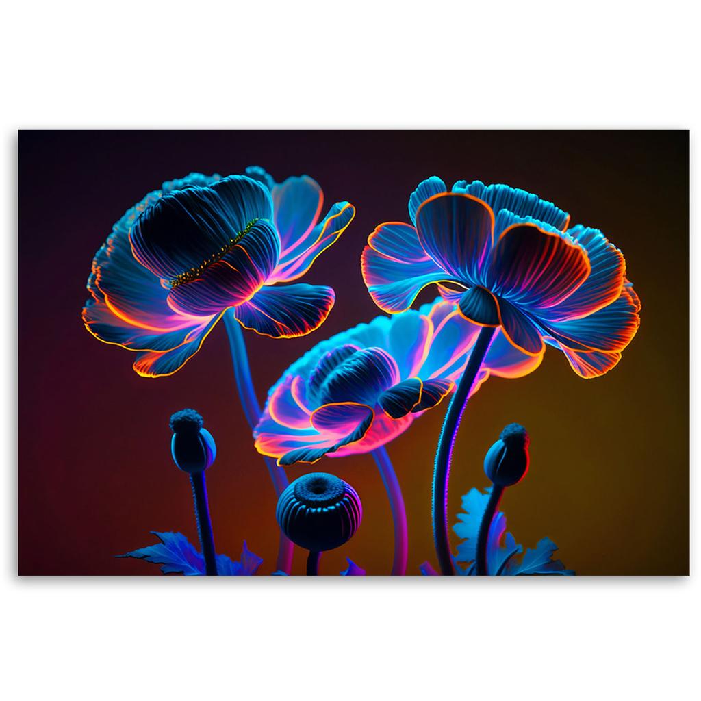 Canvas Print, Neon Flowers Nature