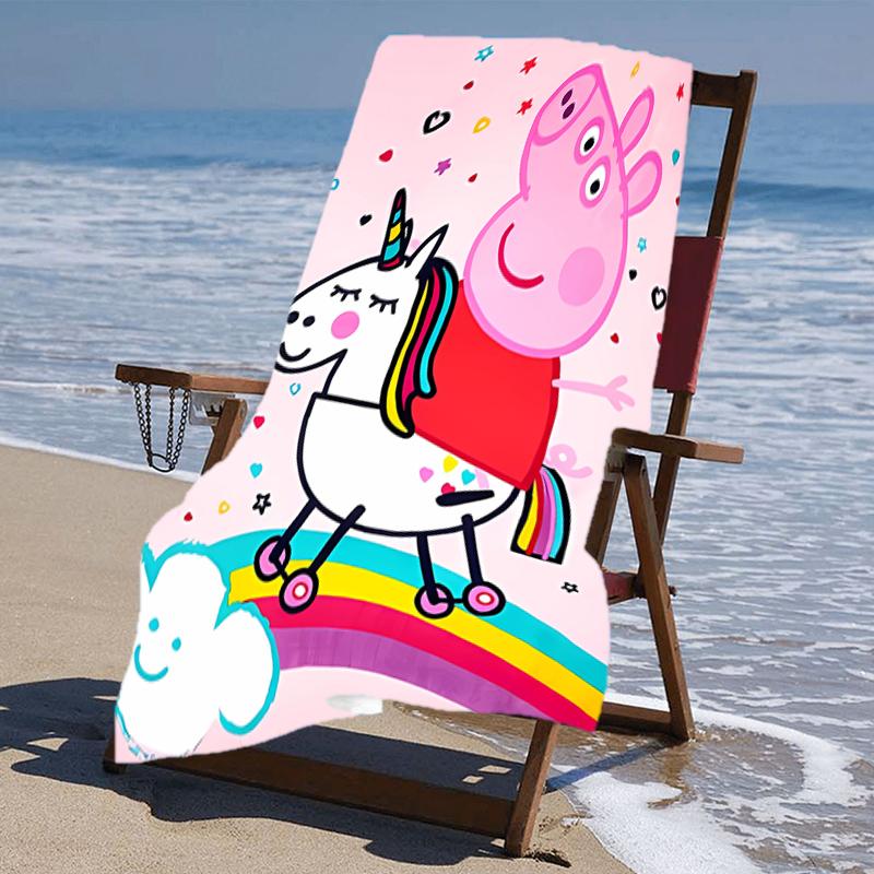 proof beach towel with a Peppa Pig pattern - soft,absorbent,quick-drying,machine washable - perfect for swimming,camping,bathing