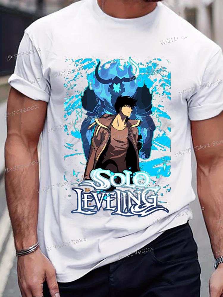 Anime Solo Leveling Tričko Vtipná grafika Sung Jin-Woo Pánské oblečení Krátký rukáv O-výstřih Topy Komiks Solo Leveling Bílá trička