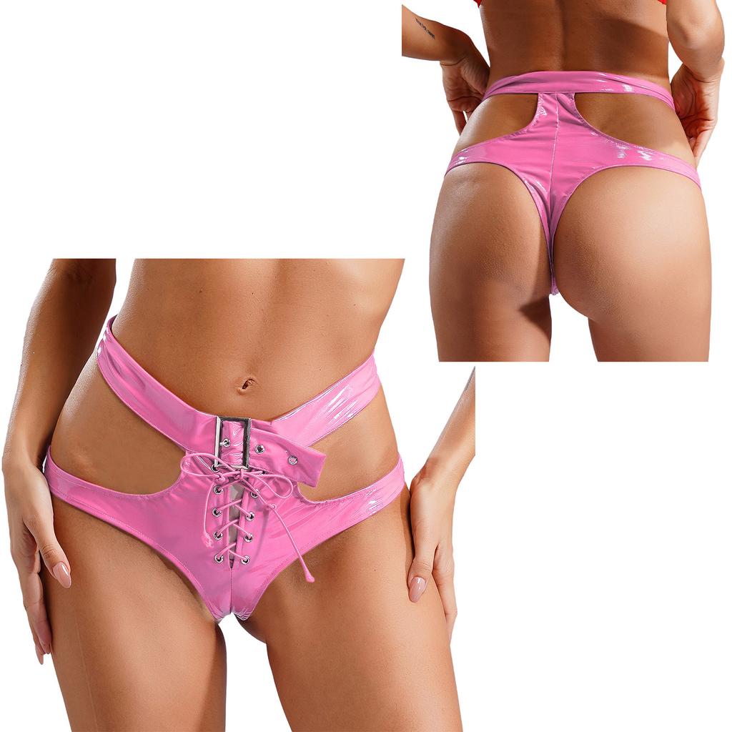 Ženy Dívky Teplé šortky Kožené kalhotky Výstřih Šněrovací šortky Dámské spodní prádlo Noční prádlo Spodní prádlo Rave Party Clubwear