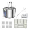 Dog Water Fountain 2.2L Stainless Steel Quiet Pet Fountain with Quadruple Filtration System Purification Fountain with Visual Water Level for