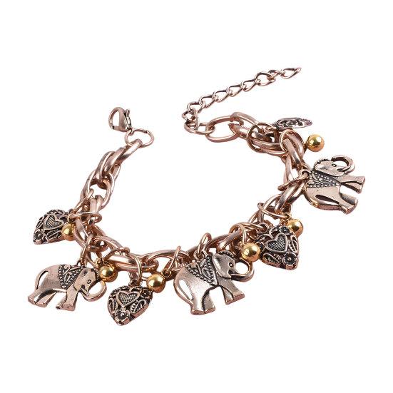 Retro Anklet, Bohemian Beach Style, with Carved Hearts Elephant Pendants, Scratch-Resistant Durable Anklet Bracelet Jewelry