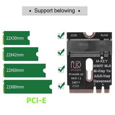 M.2 A+E To NVME SSD Adapter PCI-E 4.0 Adapter NGFF A+E-Key Male To NVME M-key Female Extension for 2230 2242 2260 2280 NVME SSD