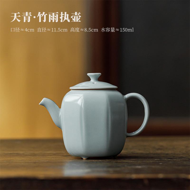 

Handmade Azure Ru Kiln Porcelain Teapot Zen Tea Infuser Pot Tea Brewing Kettle with Filter White Tea for Tea Accessories Craft