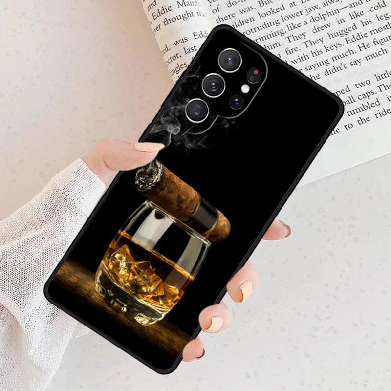 Cigar Whiskey Ice Drink Phone Case For Samsung Galaxy S25 S25 S23 S30 S30 S8 S21 S20 FE S24 S22 Note 10 20 Plus Lite Ultra Lite