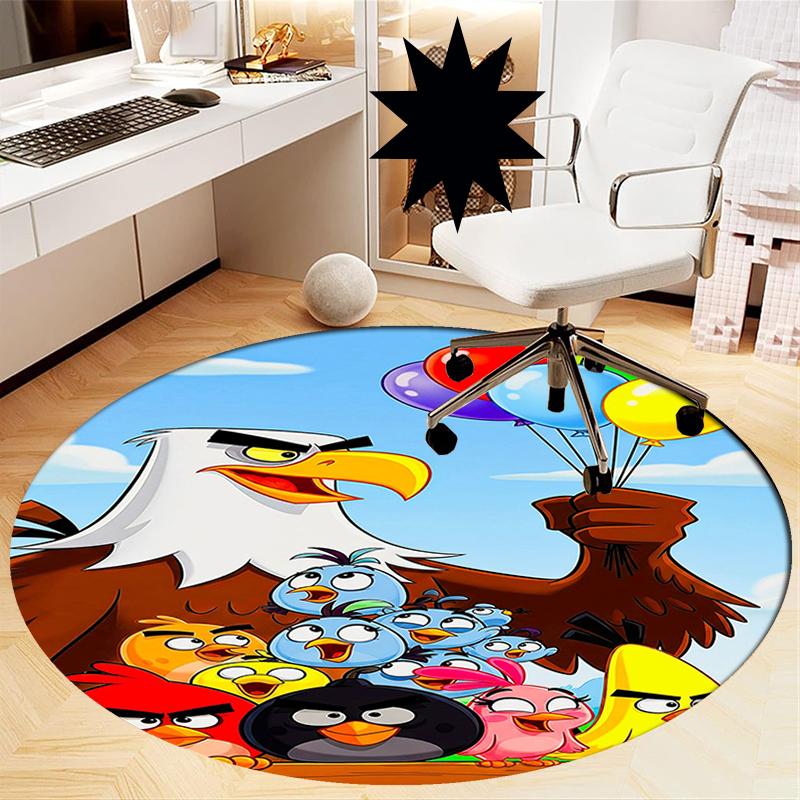 Angry Birds Printed Round Rug Carpet Chair Rug Area Rug Entryway Doormats,for Office Chair Living Room Bedroom Kitchen Room.