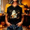 Women's Casual Short Sleeve Halloween Print T-Shirt for Everyday Festive Wear