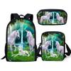 Classic Novelty Unicorn Horse 3D Print 3pcs/Set Pupil School Bags Laptop Daypack Backpack Inclined Shoulder Bag Pencil Case