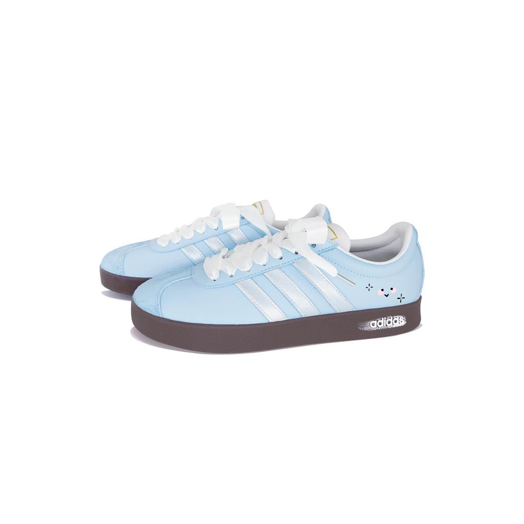Adidas VL COURT 2.0 Maris Sal Pearl Abrasion Resistant Abrasion Resistant Low top Skateboard Shoes Unisex Light Blue ID6015(Team1152-)