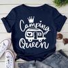 Cute Camping Queen T-shirts For Women Summer Tee Shirt Femme Casual Queen Short Sleeve Camping Round Neck Tops T-shirts