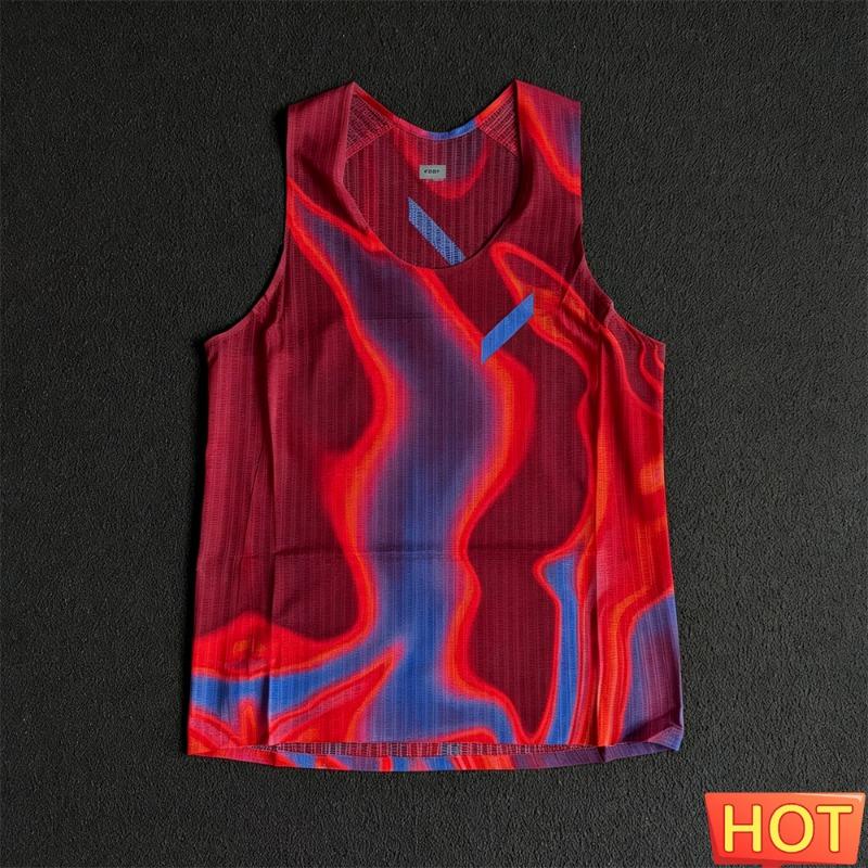 Men's Gradient Quick Dry Running Vest Lightweight Marathon Sleeveless T-Shirt Summer Fitness Shirt Tank Top