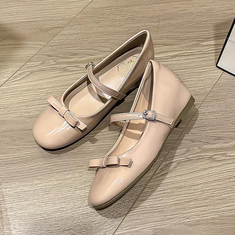 

Fashion 6CM High Heels Elevated Mary Janes Woman Bowtie Flats Ballerinas Silver Wedges Loafers Ladies Lolita Shoes Traf Moccasines Mujer 34 телесный