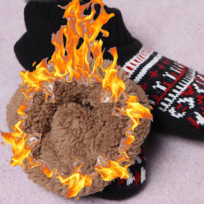 Unisex Autumn/Winter Classic Ethnic Print Warm Anti-Freeze Comfortable Soft Beige Friendly Versatile Floor Socks Cozy Couple Socks