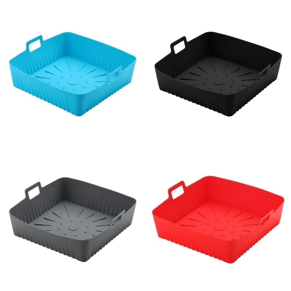 Silicone Air Fryer Liners Reusable 9" Large Size Air Fryer Lining Pad Heat-Resistant with Handle for Cosori/Ninja 6-8QT