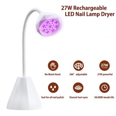 LED-Nagellampe, 27 W, Nageltrockner, UV-Lampe, 360 ° biegbar, schnelltrocknend, künstliche Nägel, Maniküre, Lack, Kleber, Gel, Aushärtungslampe