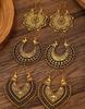 Bohemian Carved Hollow Heart & Geometric Semicircle Earrings