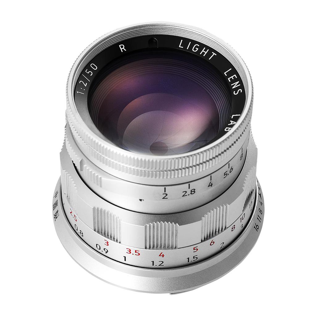 LIGHT LENS LAB M Mount 50mm Rigid Leica M Compatible Single Reproduction Integrated Lens Silver F/2 Lens, Focus, Rigid, Lens, Brass, Hood,