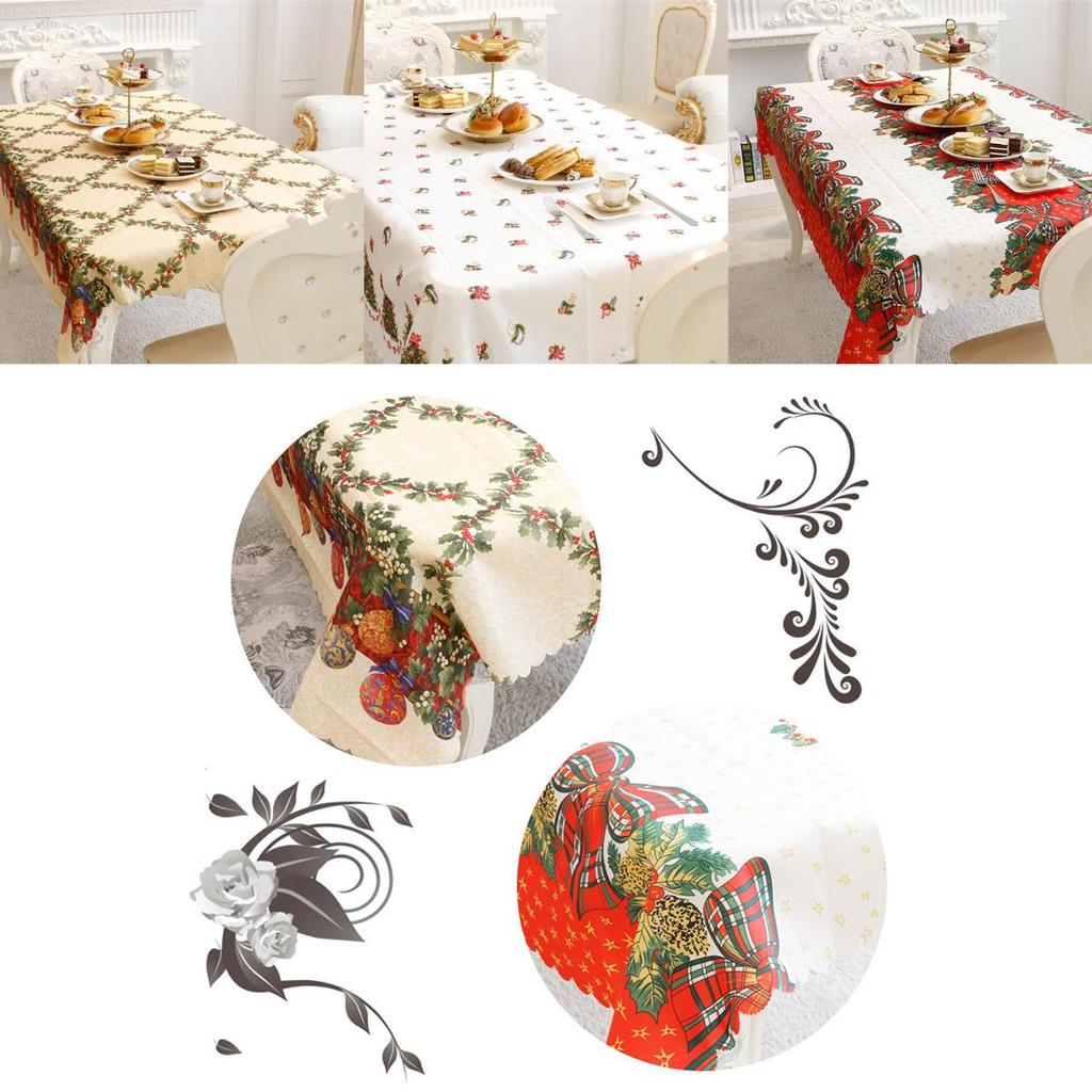 Classic Santa Christmas Red Tablecloth Ideal For Holiday Gatherings And Elegant Dining Experiences