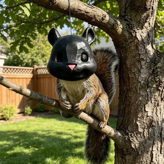 Squirrel Feeder Outdoor with Creative Simulated Head Design Durable 3D Printed Hanging Wildlife Feeding Station for House Backyard Trees and