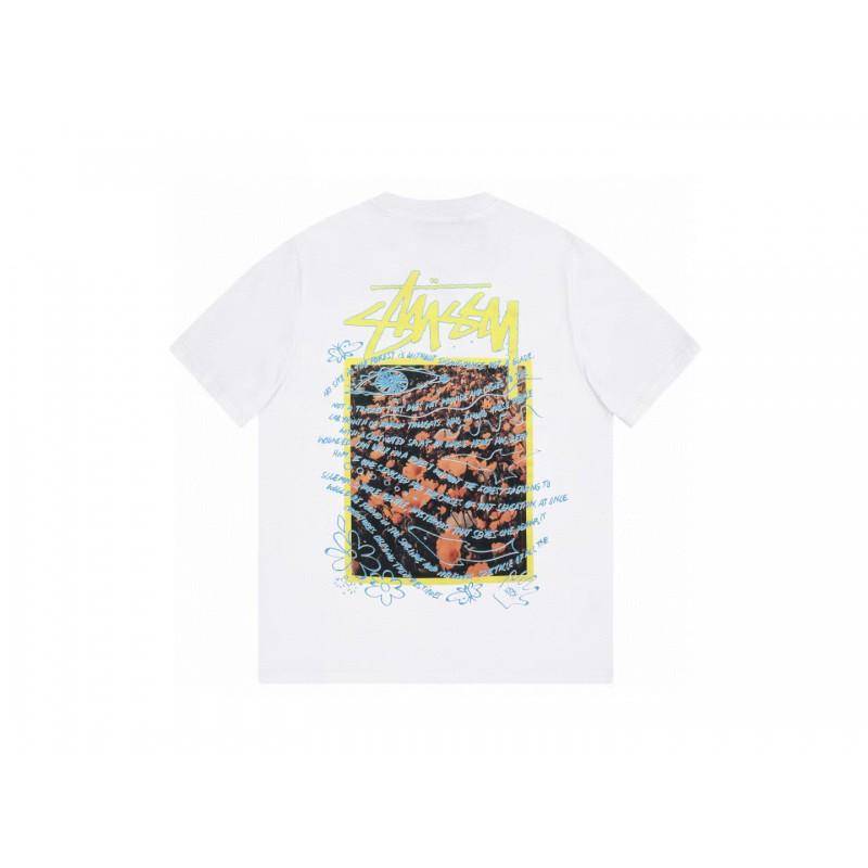 Stussy Short Sleeve T-Shirt Teens Loose Fit 270g Cotton Round Neck Casual Wear