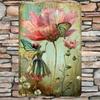 Vintage Fairy Butterfly Flower Metal Wall Art Sign
