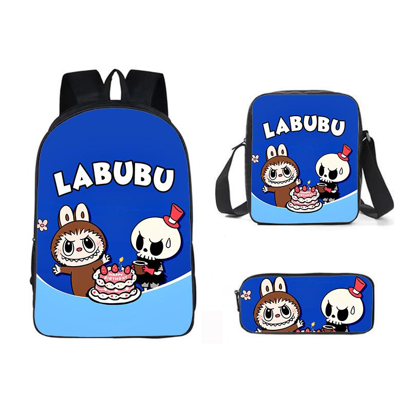 School Bag New Printing Three-piece Set Cartoon Rabbit Student Backpack Satchel Pencil Case Boys and Girls