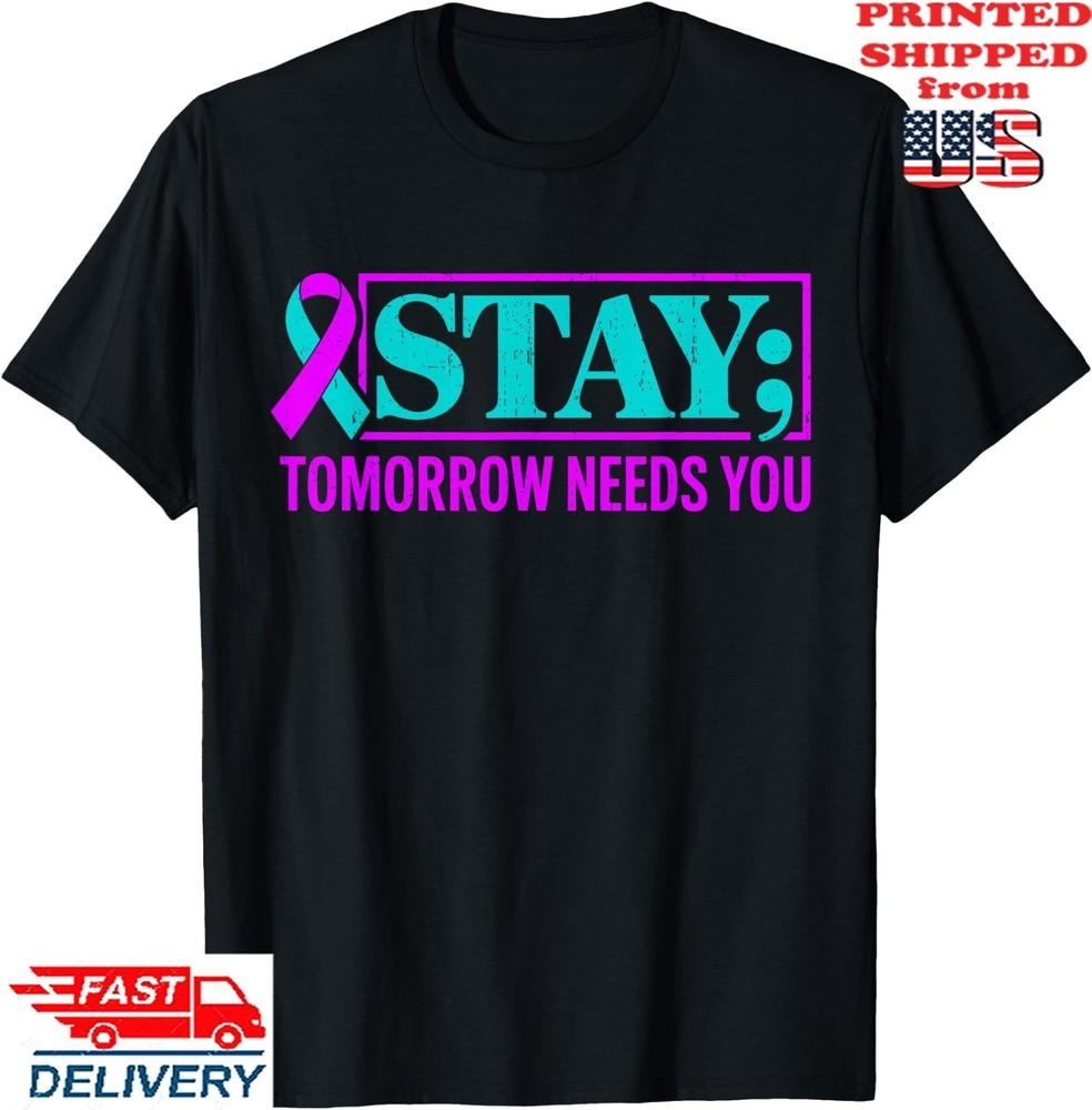 Groovy Teal & Purple Ribbon Suicide Prevention Awareness T-Shirt, Unisex Tee Unisex T-Shirt M