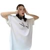 Pure cotton design lazy wind medium and long short-sleeved T-shirt women's summer 2025 new casual loose and thin top