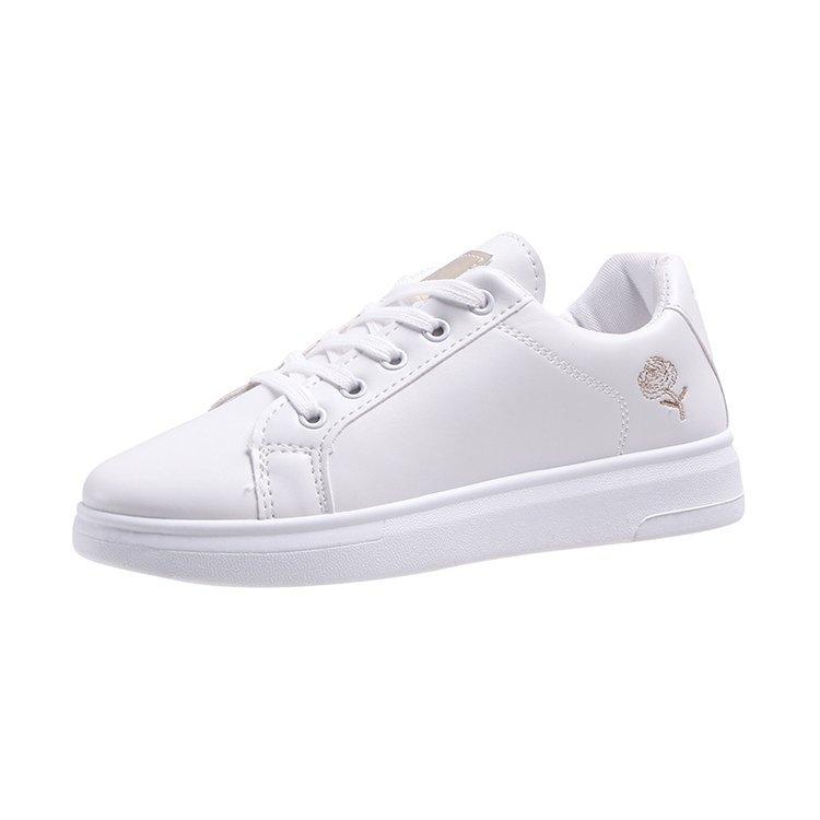 2025 spring and summer new women's shoes PU leather surface breathable sports style casual shoes board shoes student white shoes INS low top