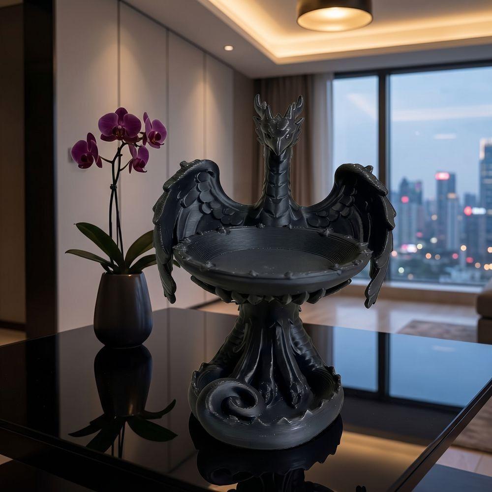 Gothic Bird Tray Statue 3D Printed Storage Holder Unique Gift Home Decoration  Tabletop Ornaments