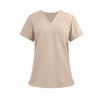 Ladies' Lightweight Solid Color V-neck Pocket Side Slit Short Sleeved Shirt
