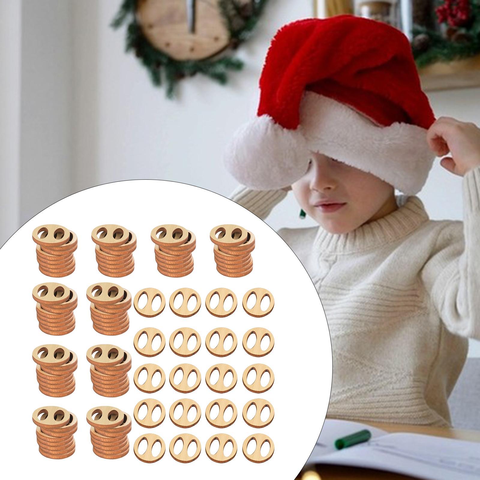 

100x Wooden Hat Pom Poms Buttons Wood Accessories Handmade Gift Crafts Fastener Holder for Mom Grandmother Friends Family Adults