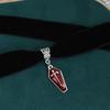Gothic Style Vintage Velvet Coffin Cross Pendant With Cherry Elements For Halloween Decor