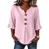 Women V Neck Button Blouse, Spring Summer Casual Top