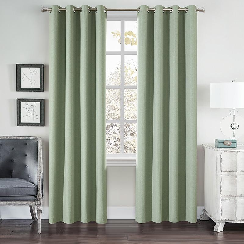 Curtains Full Blackout Plain Perforated Vertical Curtains, Bedroom Living Room Sound Insulation Finished Curtain Fabric