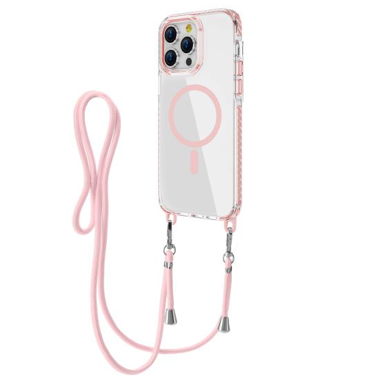 Magnetic Clear Phone Case for IPhone 16 Series Shockproof Crossbody Phone Case with Shoulder Strap Phone Protective Cover Compatible with for MagSafe