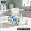 1pc Tissue Box, Watercolor Blue Yellow Floral Gentle Fresh Pattern, 2D Flat Printing, Made From Tough Polyester, Strong And Firm, Tissue Organizer, Fo