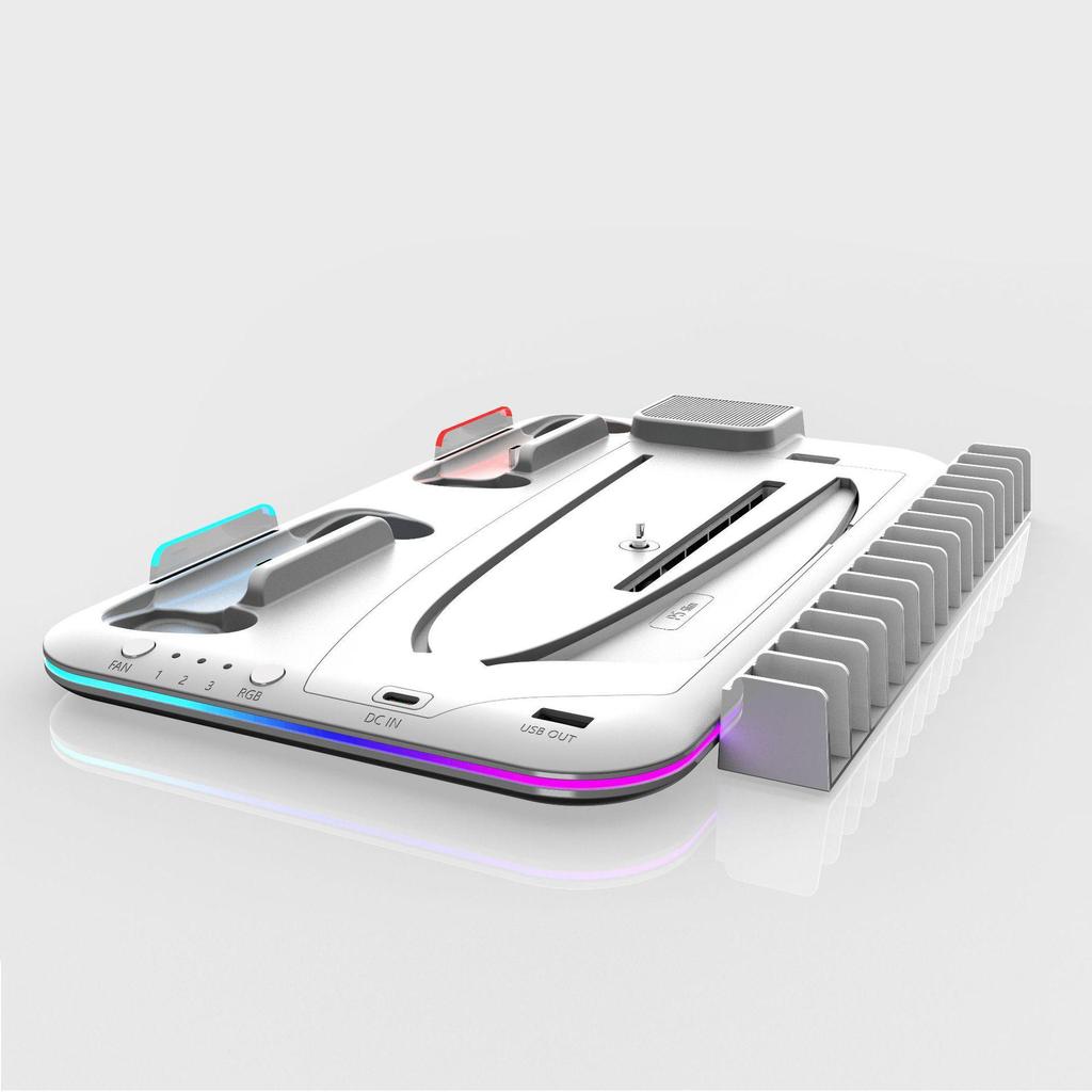 Multifunktions-Kühlstation für PS5 Slim mit Controller-Ladegerät und Aufbewahrung für Spiele-Discs