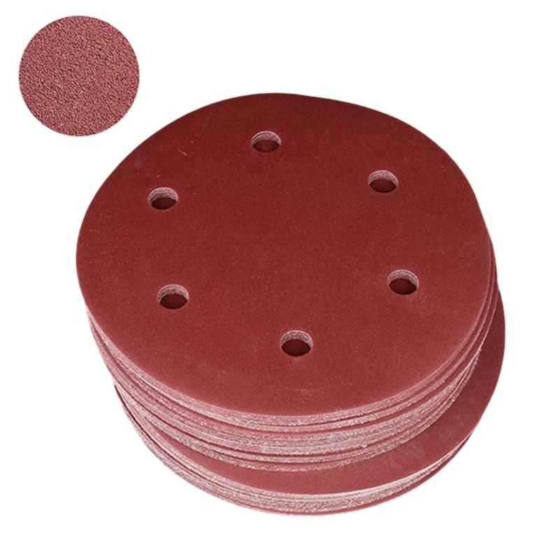 Pack of 50 9 Inch 6 Hole Aluminum Oxide Sanding Discs Suitable for Drywall Sanders Wood Finishing With Hook Loop Backing