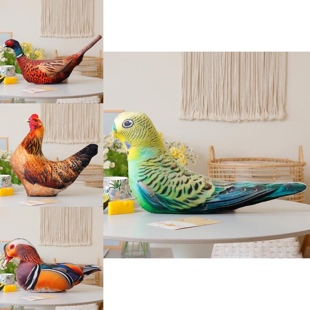 Soft Plush Animal Pillow With Realistic Design Featuring Colorful Rooster Hen And Bird Toys