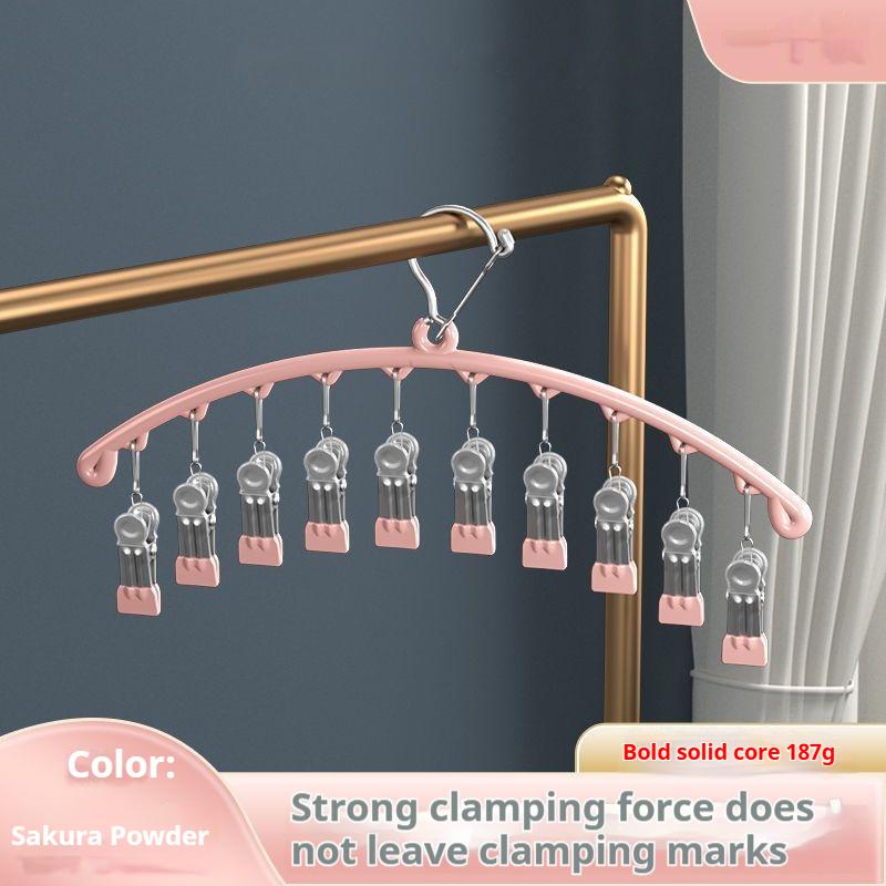 Steel Clothes Drying Hanger Windproof Clothing Rack 10 Clips Sock Laundry Airer Hanger Underwear Socks Holder Hangers