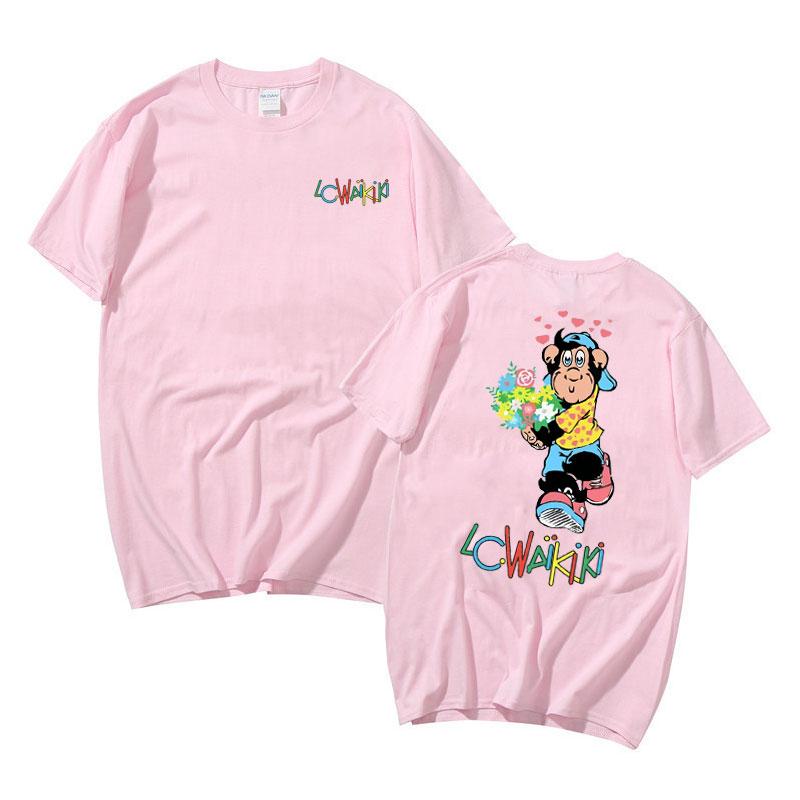 Lc Waikiki Opička s květinami Oboustranné grafické tričko Vtipná trička s opičkou Pánské Dámské Módní tričko Pánské s krátkým rukávem