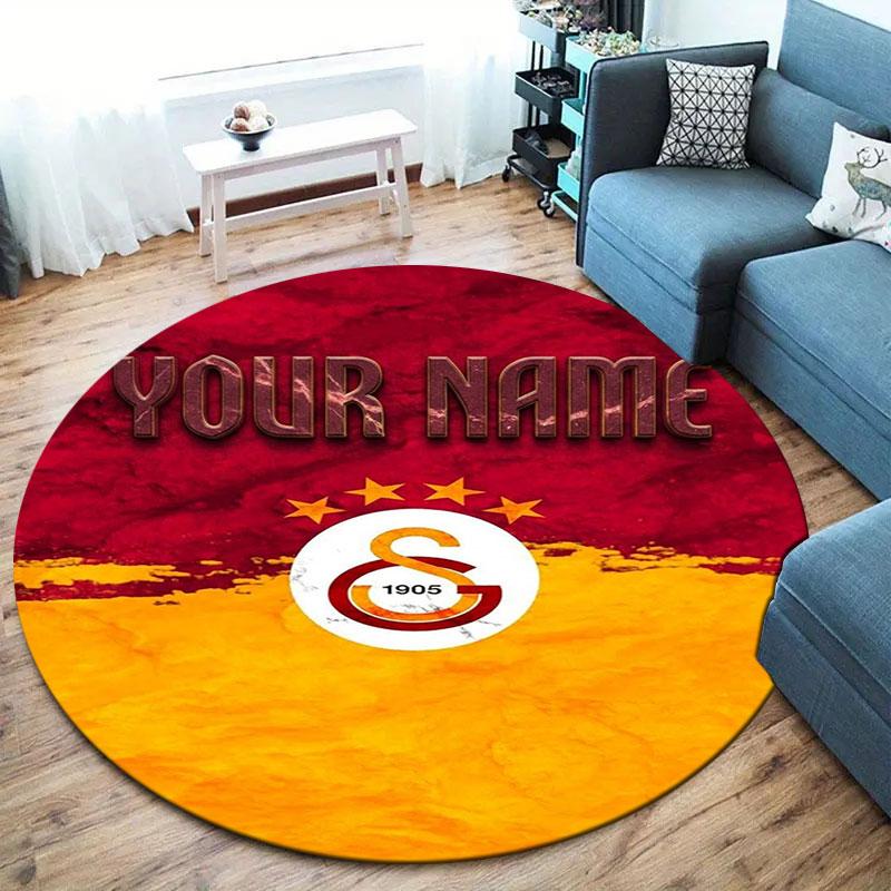 Galatasaray S Custom Name Round Area Rug,Carpet Rug for Living Room Bedroom Sofa Playroom Decor,Non-slip Floor Mat