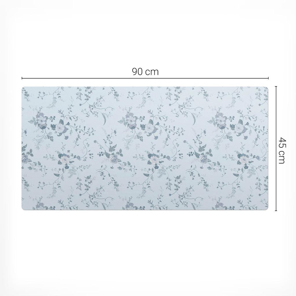 Protective Decorative Mat for Office Table, Floral Vintage Pattern, 90x45 cm